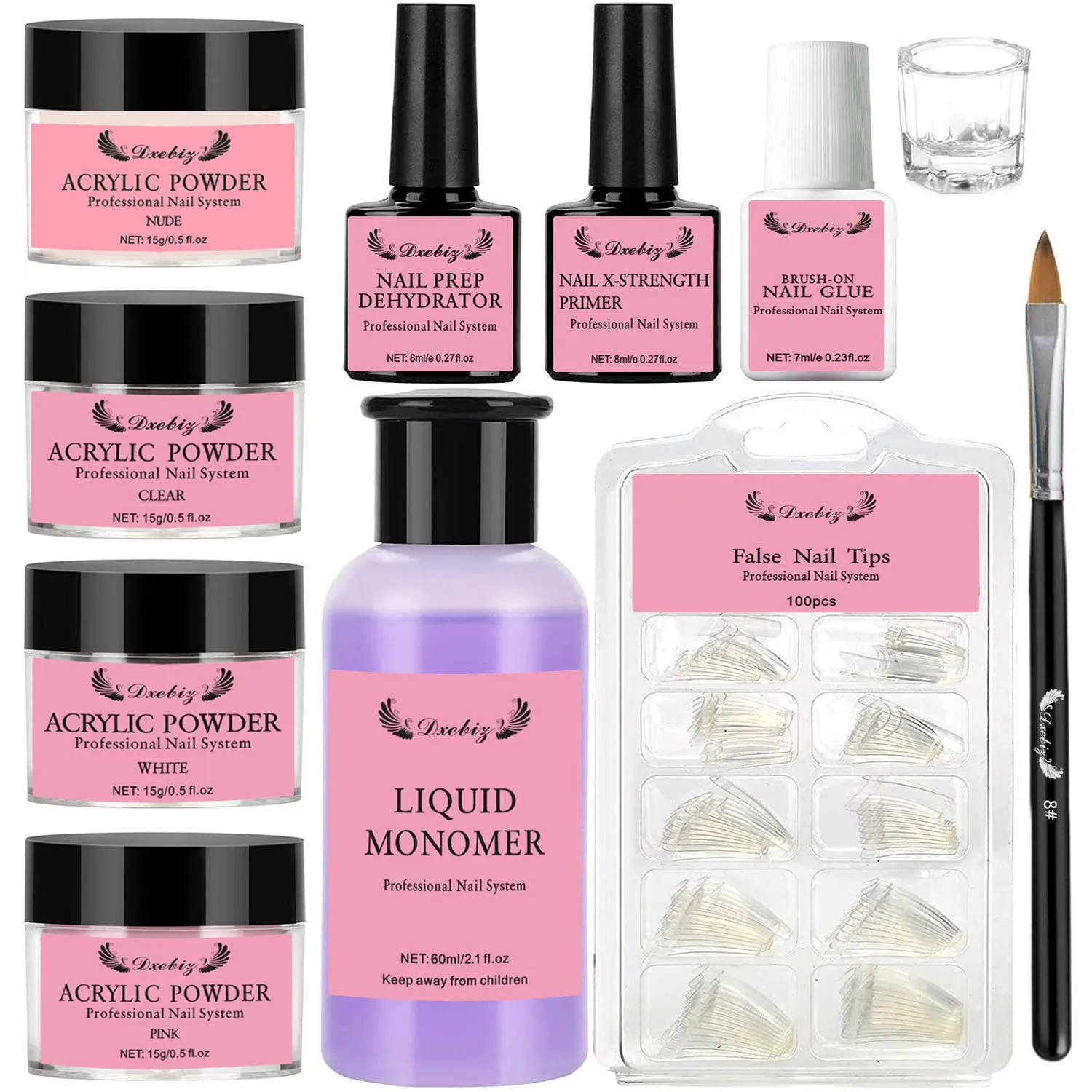 4 Color Acrylic Powder and Liquid Set with Nail Art Prep Dehydrator Primer French Clear Tips Glue Brush All-Inclusive Kit
4 Color Acrylic Powder and Liquid Set with Nail Art Prep Dehydrator Primer French Clear Tips Glue Brush All-Inclusive Kit