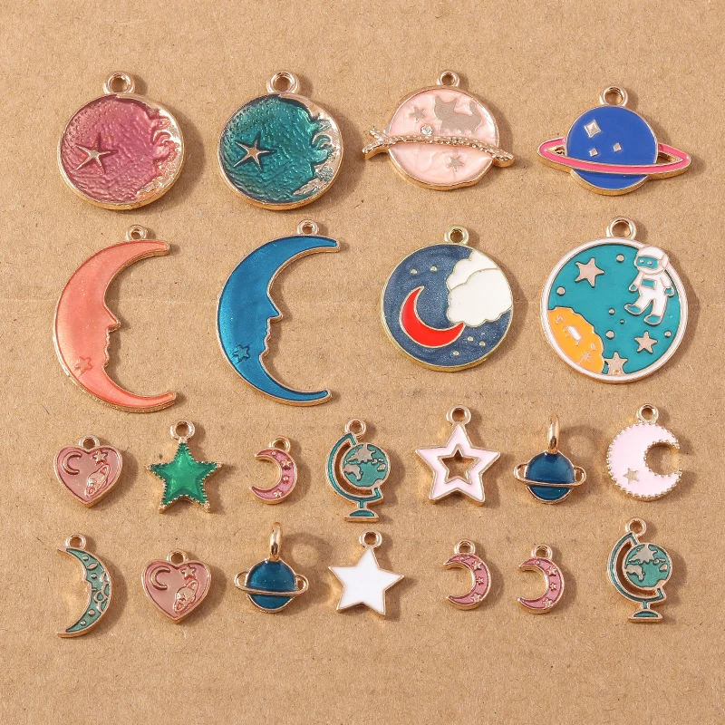 10pcs/lot Enamel Sun Moon Star Charms for Jewelry Making Planet Space Pendant for Necklace Earrings DIY Crafts Accessories
10pcs/lot Enamel Sun Moon Star Charms for Jewelry Making Planet Space Pendant for Necklace Earrings DIY Crafts Accessories