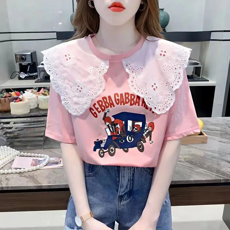 3-14YGirls Cotton Short Sleeve T-shirt 2023 Summer New Fashionable Lace Doll Neck Versatile Fashion Printed Short Sleeve T-Shirt
3-14YGirls Cotton Short Sleeve T-shirt 2023 Summer New Fashionable Lace Doll Neck Versatile Fashion Printed Short Sleeve T-Shirt
