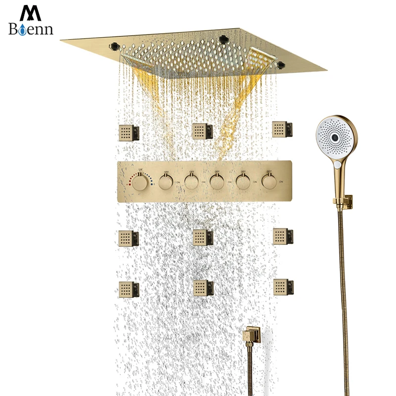 M Boenn 2024 Modern Hotel Brushed Gold Shower System Set Bathroom Thermostatic Shower Faucets Ceiling Music 20 Inch ShowerHeads
M Boenn 2024 Modern Hotel Brushed Gold Shower System Set Bathroom Thermostatic Shower Faucets Ceiling Music 20 Inch ShowerHeads