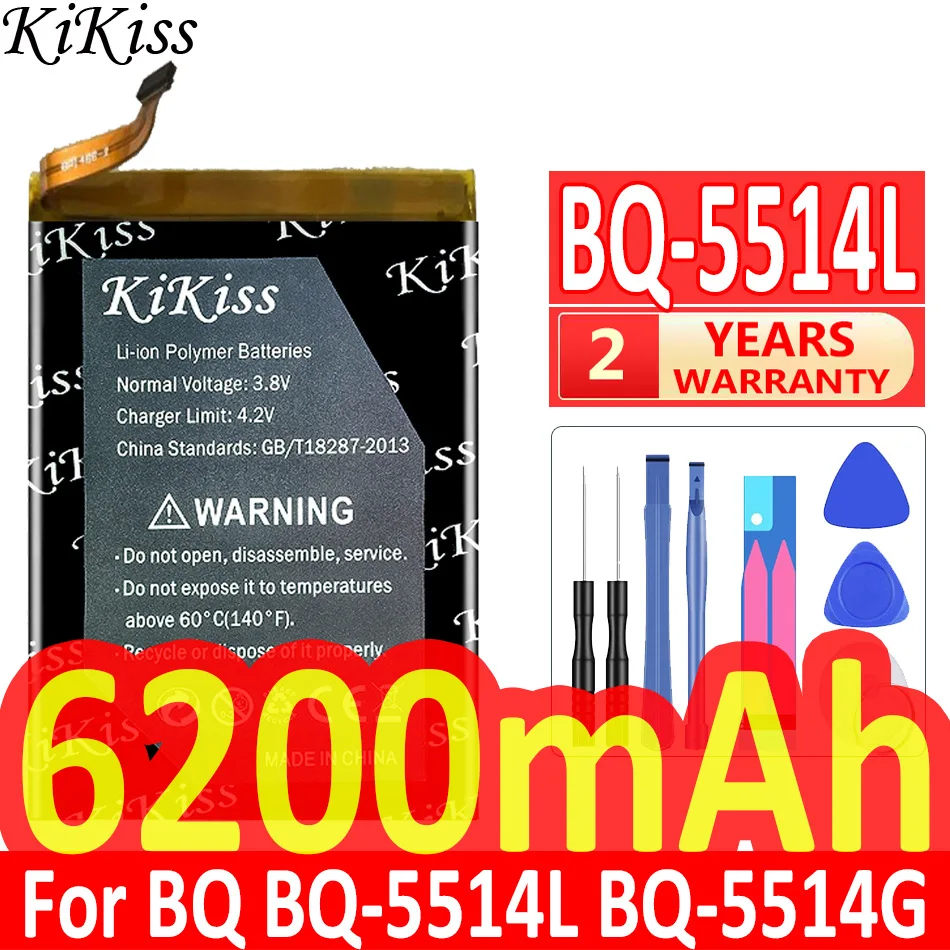 

KiKiss 6200mAh BQ5514L Battery For BQ BQ-5514L Strike Power 4G Mobile Phone Battery + Tool Kit