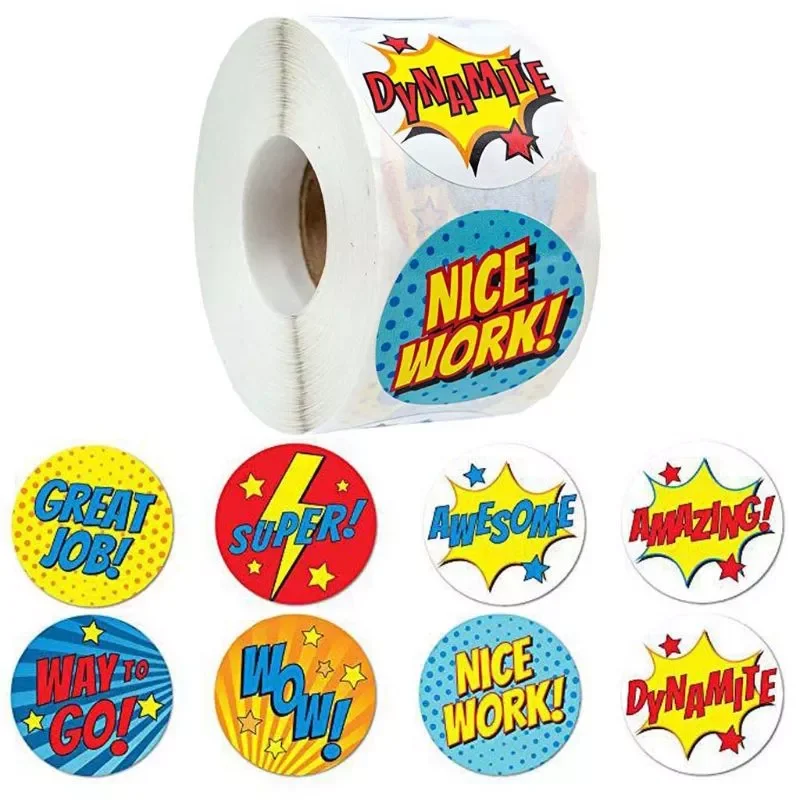 500pcs/roll 8 Styles Adhesive Reward Stickers Labels Box Sealing Wow Nice Work Great Job Student Stationery
500pcs/roll 8 Styles Adhesive Reward Stickers Labels Box Sealing Wow Nice Work Great Job Student Stationery