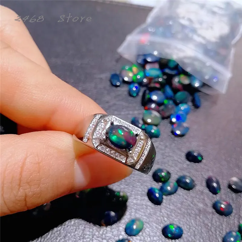 New fashion 925 silver inlaid black opal ring, luxurious atmosphere, daily wear, can be customized
New fashion 925 silver inlaid black opal ring, luxurious atmosphere, daily wear, can be customized