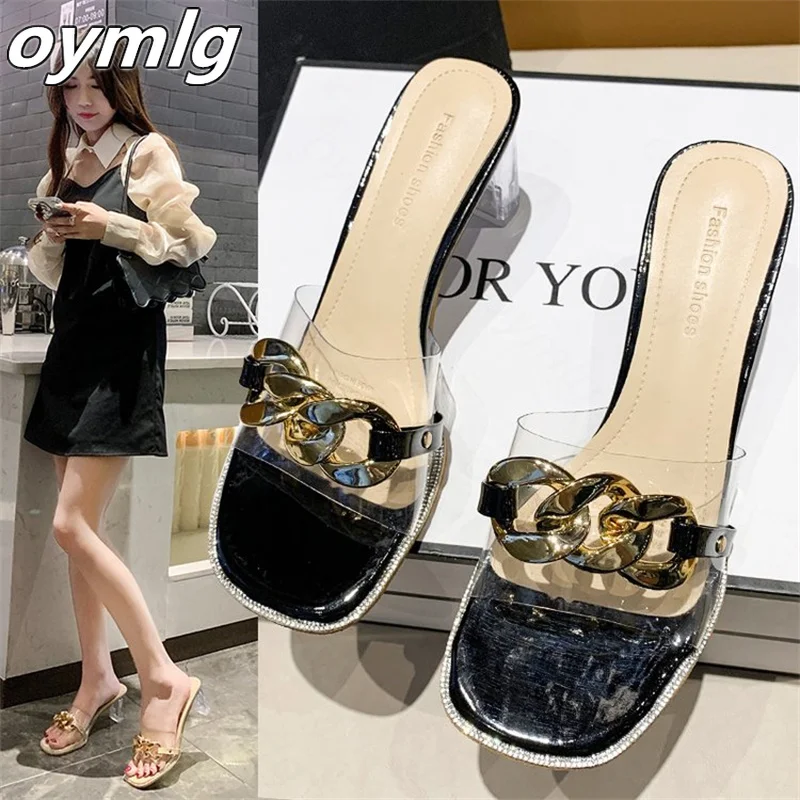 Crystal mid-heel sandals women's 2022 summer new metal buckle chain outer wear fashion slippers ladies shoes woman heels
Crystal mid-heel sandals women's 2022 summer new metal buckle chain outer wear fashion slippers ladies shoes woman heels