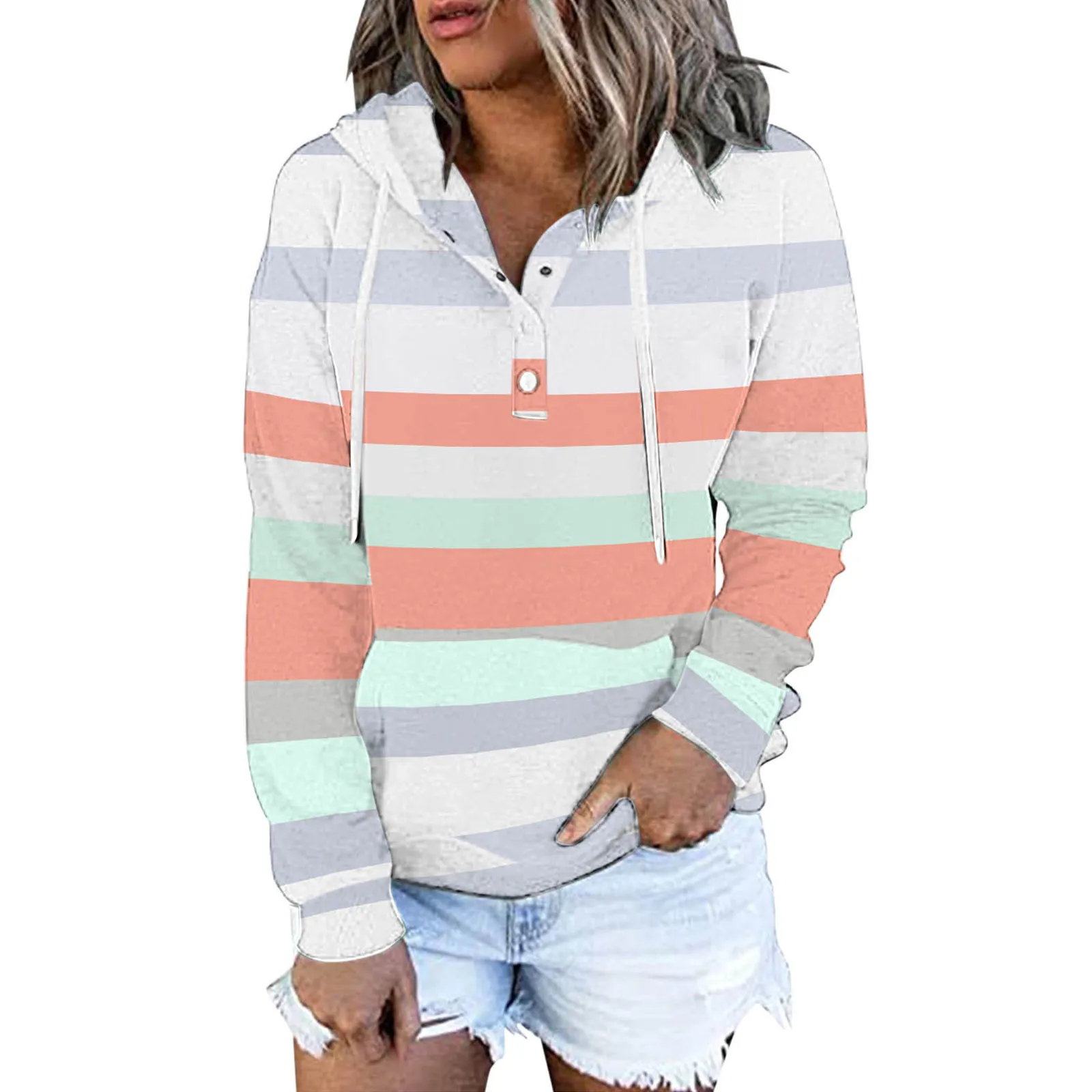 Casual Women's Striped Printed Sweatshirt Buttons Long Sleeve Drawstring Hoodie Cowboys Sweater Women Hoodie Womens Full Zip
Casual Women's Striped Printed Sweatshirt Buttons Long Sleeve Drawstring Hoodie Cowboys Sweater Women Hoodie Womens Full Zip