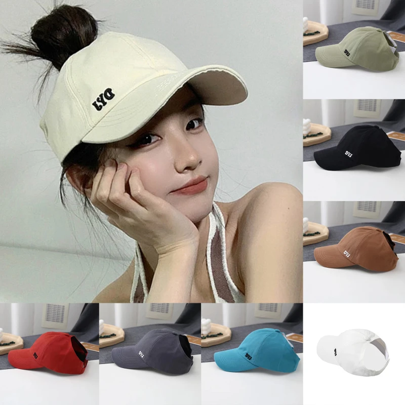 

Solid Color High Ponytail Baseball Cap for Women Spring/ Summer Sunhat Running Snapback Hat Messy High Bun Ponytail Caps Female