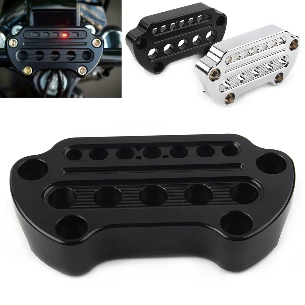 Motorcycle Indicator Handlebar Top Clamp Aluminum For Harley Davidson Sportster XL883 XL1200 Dyna FXDB FXDWG Gloss Black/Chrome
Motorcycle Indicator Handlebar Top Clamp Aluminum For Harley Davidson Sportster XL883 XL1200 Dyna FXDB FXDWG Gloss Black/Chrome