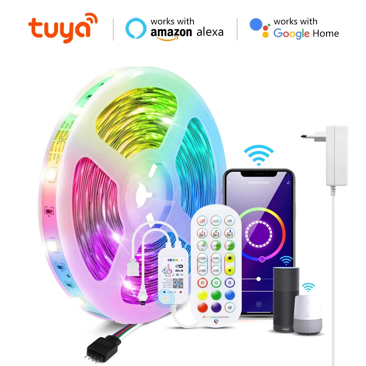Bluetooth rgb led strip Smart Home lamp Wifi Controller luz led fita de led Tuya Google Home Alexa Compatiable
Bluetooth rgb led strip Smart Home lamp Wifi Controller luz led fita de led Tuya Google Home Alexa Compatiable