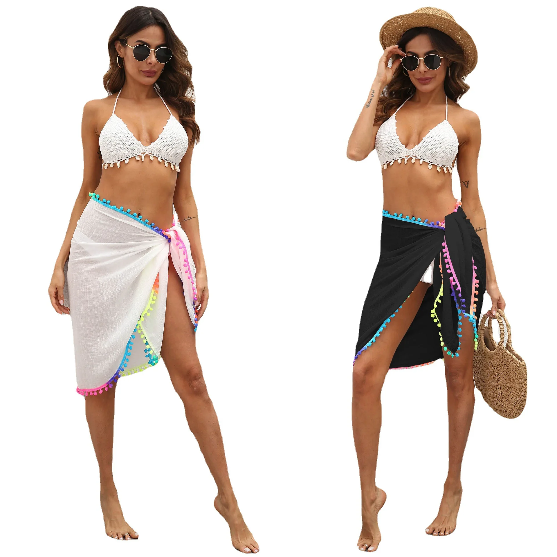 Women Colorful Tassel Chiffon Scarves Swimsuit Bikini Cover Up Sexy Skirt One Piece Irregular Scarf Female Sarong Beach Wear
Women Colorful Tassel Chiffon Scarves Swimsuit Bikini Cover Up Sexy Skirt One Piece Irregular Scarf Female Sarong Beach Wear