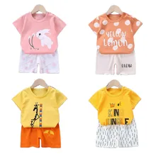 Childrens Summer Short-Sleeved Suit Boys Girls Clothing Set Infant Baby Casual Short Sleeved Shorts Two-Piece Baby Clothing Set