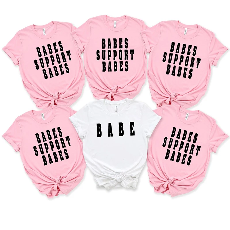 Babes Support Babes Printing Women T Shirts Bachelorette Party Wedding Bridal Party Bride Squad Graphic Tee Pink Mujer Camisetas
Babes Support Babes Printing Women T Shirts Bachelorette Party Wedding Bridal Party Bride Squad Graphic Tee Pink Mujer Camisetas