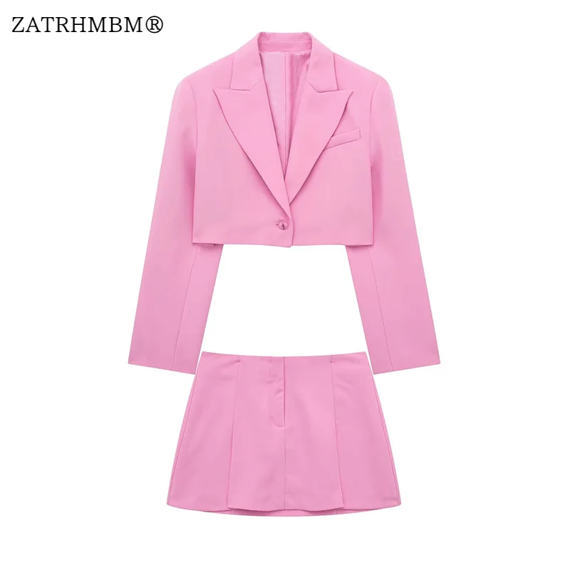 ZATRHMBM Women 2023 Spring New Fashion Pink Cropped Blazer Vintage Long Sleeve Button Up Ladies Outerwear Stylish Top
ZATRHMBM Women 2023 Spring New Fashion Pink Cropped Blazer Vintage Long Sleeve Button Up Ladies Outerwear Stylish Top