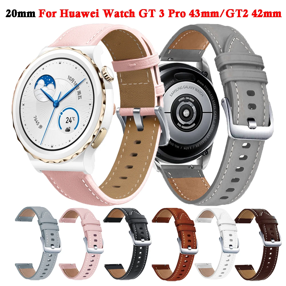 Leather Strap 20mm For Huawei Watch GT 3 Pro 43mm Smartwatch Replacement Wrist Band for Honor Magic GT 2 GT3 42mm Watch ES 
Leather Strap 20mm For Huawei Watch GT 3 Pro 43mm Smartwatch Replacement Wrist Band for Honor Magic GT 2 GT3 42mm Watch ES