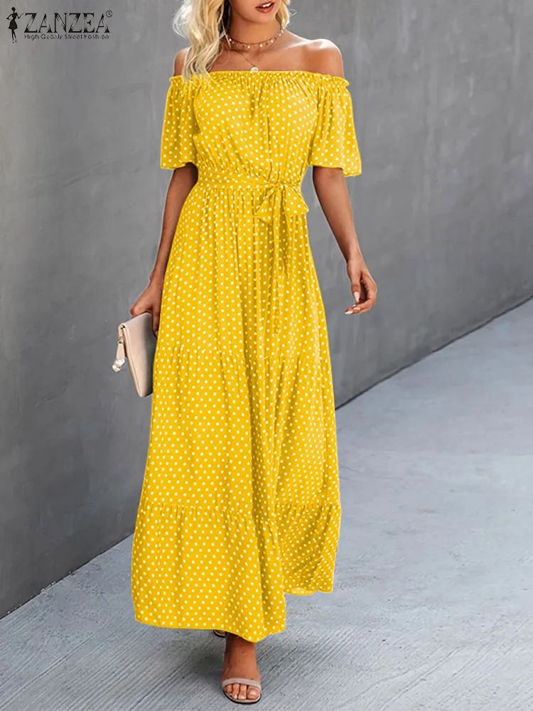 ZANZEA Women Summer Short Sleeve Maxi Vestidos Ruffles Off Shoulder Sundress Fashion Bohemian Dresses Casual Solid Party Robes
ZANZEA Women Summer Short Sleeve Maxi Vestidos Ruffles Off Shoulder Sundress Fashion Bohemian Dresses Casual Solid Party Robes