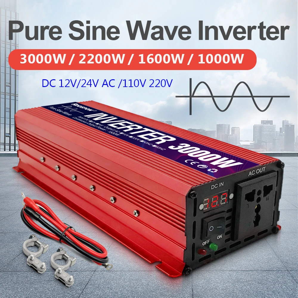 

Pure Sine Wave Inverter 1000W 1600W 2000W 3000W Car Inverters DC 12v/24v To AC 110V/220V Power Bank Converter PV Solar Inverters