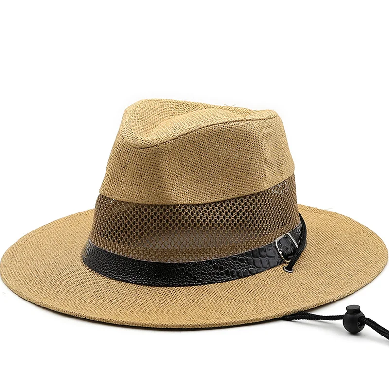 

Соломенная ковбойская шляпа в западном стиле, Пляжная фетровая шляпа от солнца ручной работы, для мужчин и женщин, шляпа с плотными полями, з...