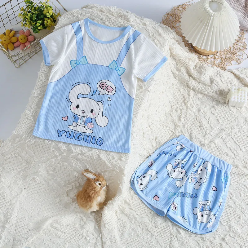 Kawaii Anime Cinnamoroll My Melody Kuromi Summer Children's Pajamas Cartoon Cute Cotton T-Shirt Shorts Homewear Set 2023
Kawaii Anime Cinnamoroll My Melody Kuromi Summer Children's Pajamas Cartoon Cute Cotton T-Shirt Shorts Homewear Set 2023