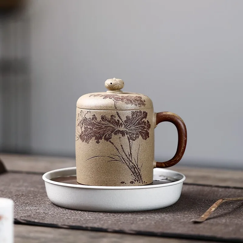 Changtao Yixing Zisha Cup Cup with Cover Office Home Li Jianjun Handmade Benshan Segment Mud Engraving Charm of Lotus Cup with C
Changtao Yixing Zisha Cup Cup with Cover Office Home Li Jianjun Handmade Benshan Segment Mud Engraving Charm of Lotus Cup with C