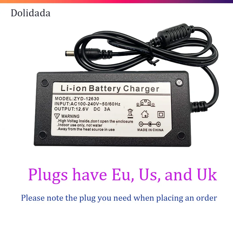 

12.6V3A Charger+12.6V1A Charger with EU/US/AU/UK Plug Optional Suitable for Fishing Lights Electric Drills Power Adapters Etc