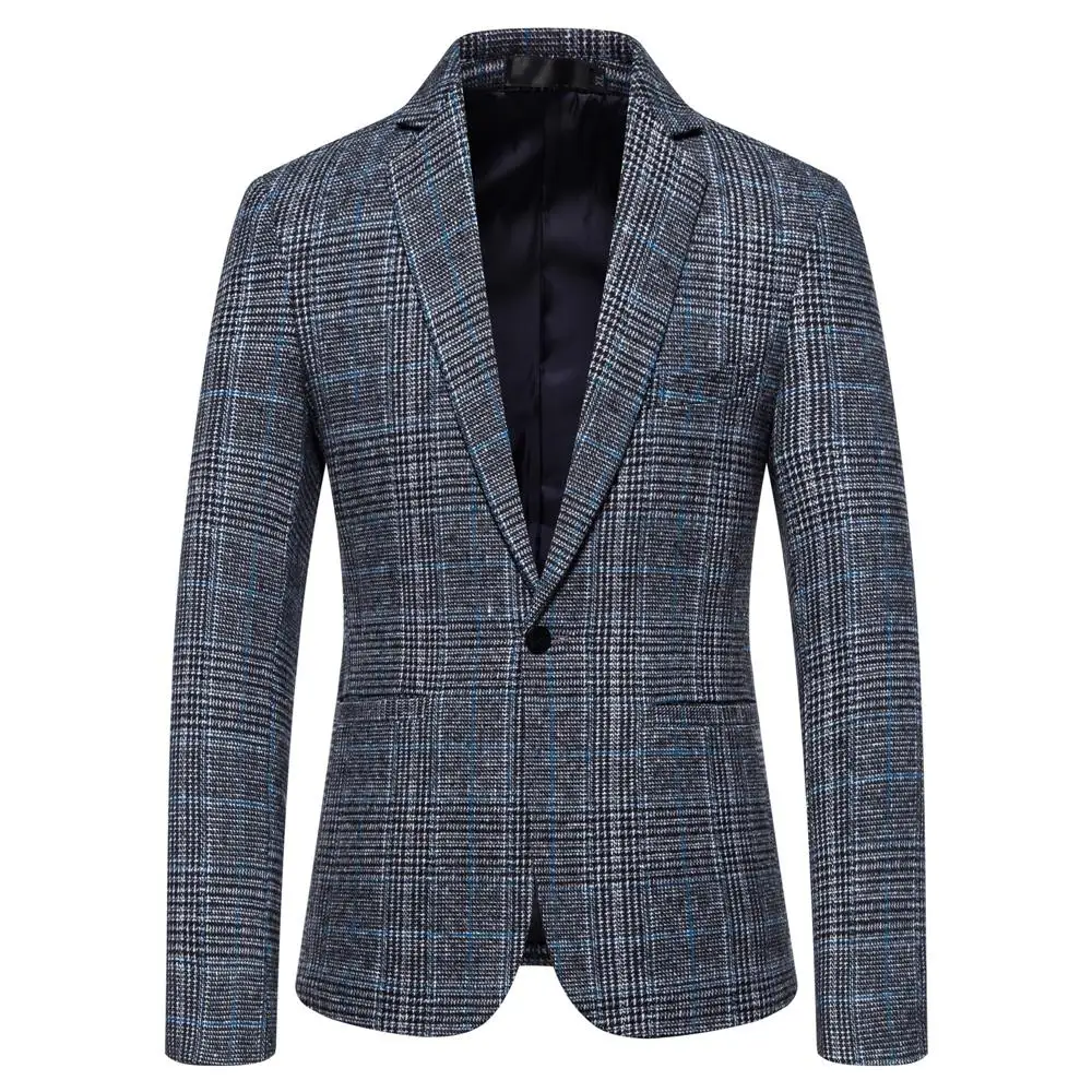 

Mens Wool Blend Blazer Jacket Houndstooth Suit Blazer Notch Lapel One Button Casual Business Tuxedo Blazers Jackets Men Costume