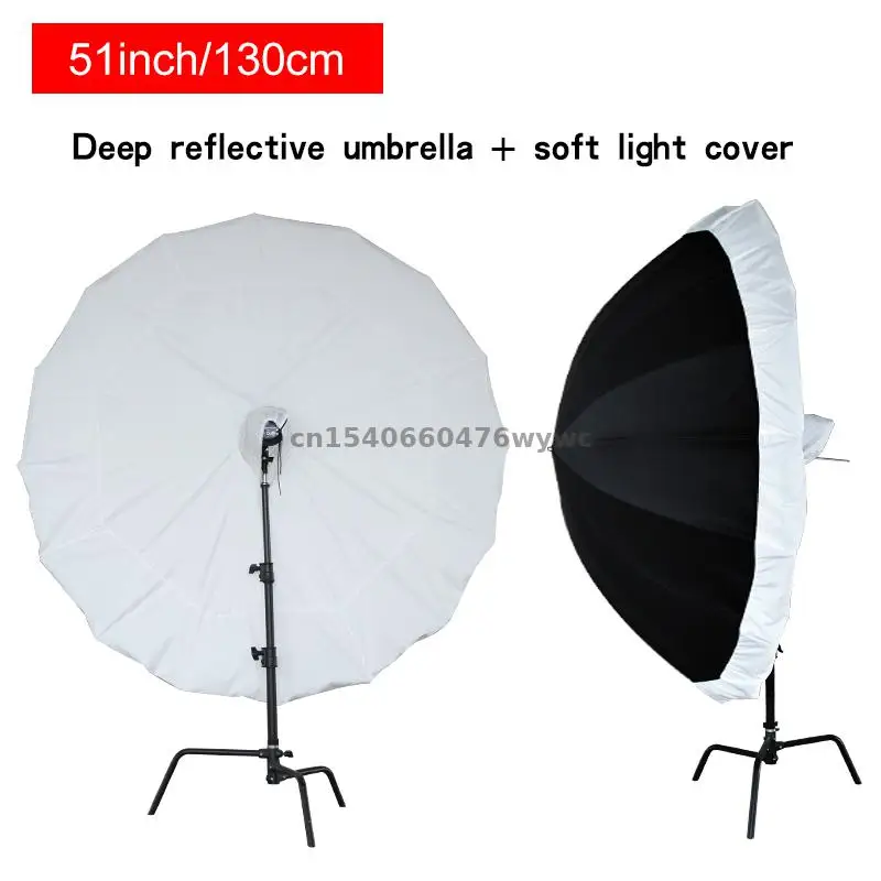 130cm 51 Inch Reflective Umbrella For Photo Studio Flash Deep Parabolic Umbrella Photography Lighting Accessories Black Silver
130cm 51 Inch Reflective Umbrella For Photo Studio Flash Deep Parabolic Umbrella Photography Lighting Accessories Black Silver