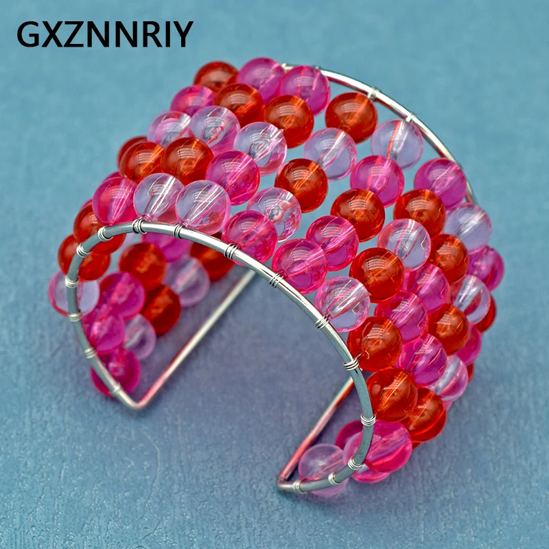 

Fashion Crystal Beads Bangles for Women Accessories 2023 New Trendy Arm Cuff Bracelet Femme Vacation Party Jewelry Gift