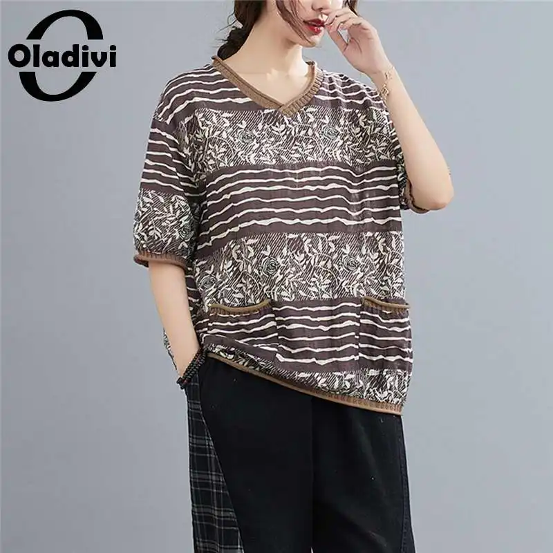 Oladivi Oversized Fashion Print Casual Blouses Women Short Sleeve Top Summer Loose Shirts Ladies Big Tees Female Tunic Blusa 4XL
Oladivi Oversized Fashion Print Casual Blouses Women Short Sleeve Top Summer Loose Shirts Ladies Big Tees Female Tunic Blusa 4XL