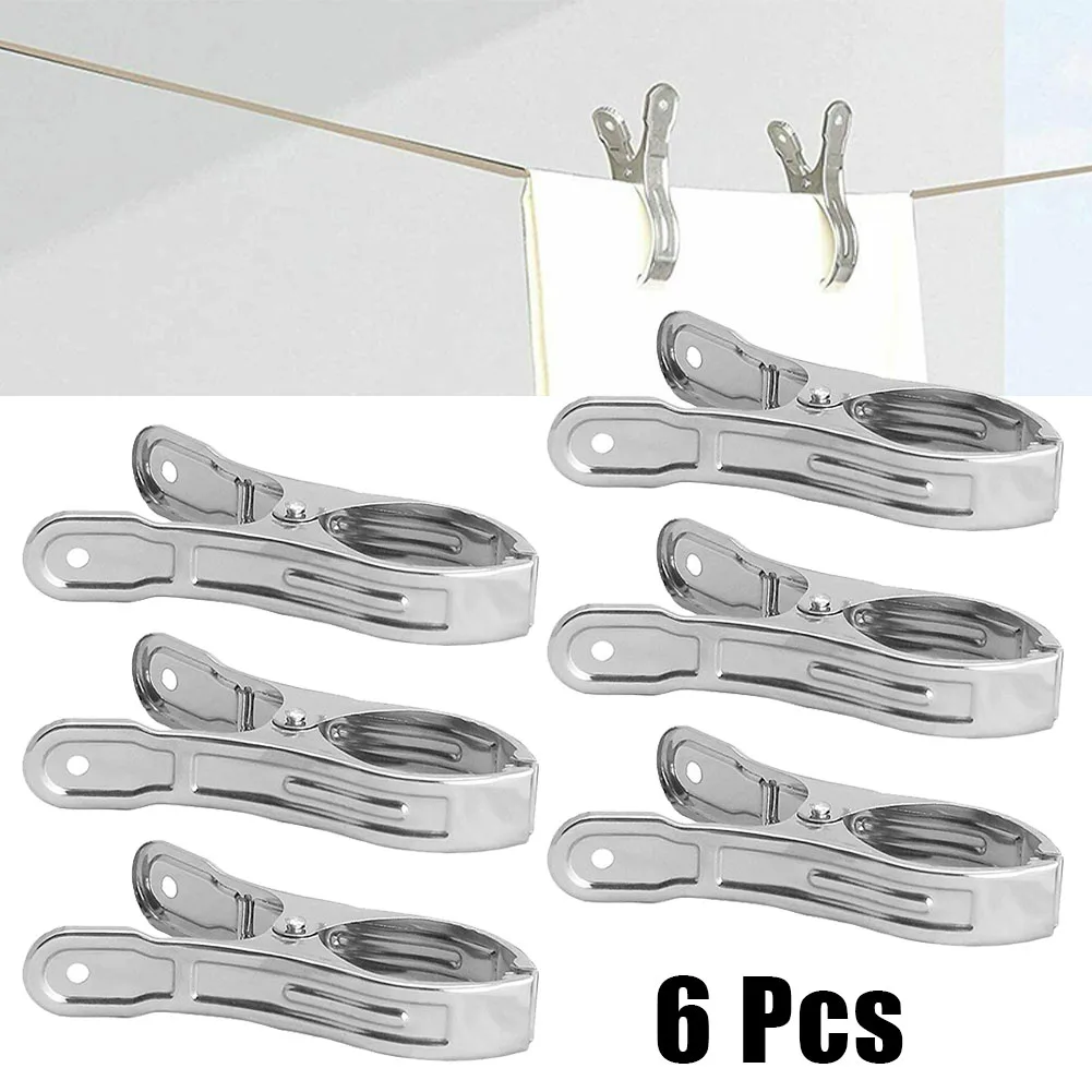 6Pcs Stainless Steel Clothes Clips Large Beach Towel Clips Clothespins Clothes Pegs Clothes Hanger Clamp Home Clip Hanger
6Pcs Stainless Steel Clothes Clips Large Beach Towel Clips Clothespins Clothes Pegs Clothes Hanger Clamp Home Clip Hanger
