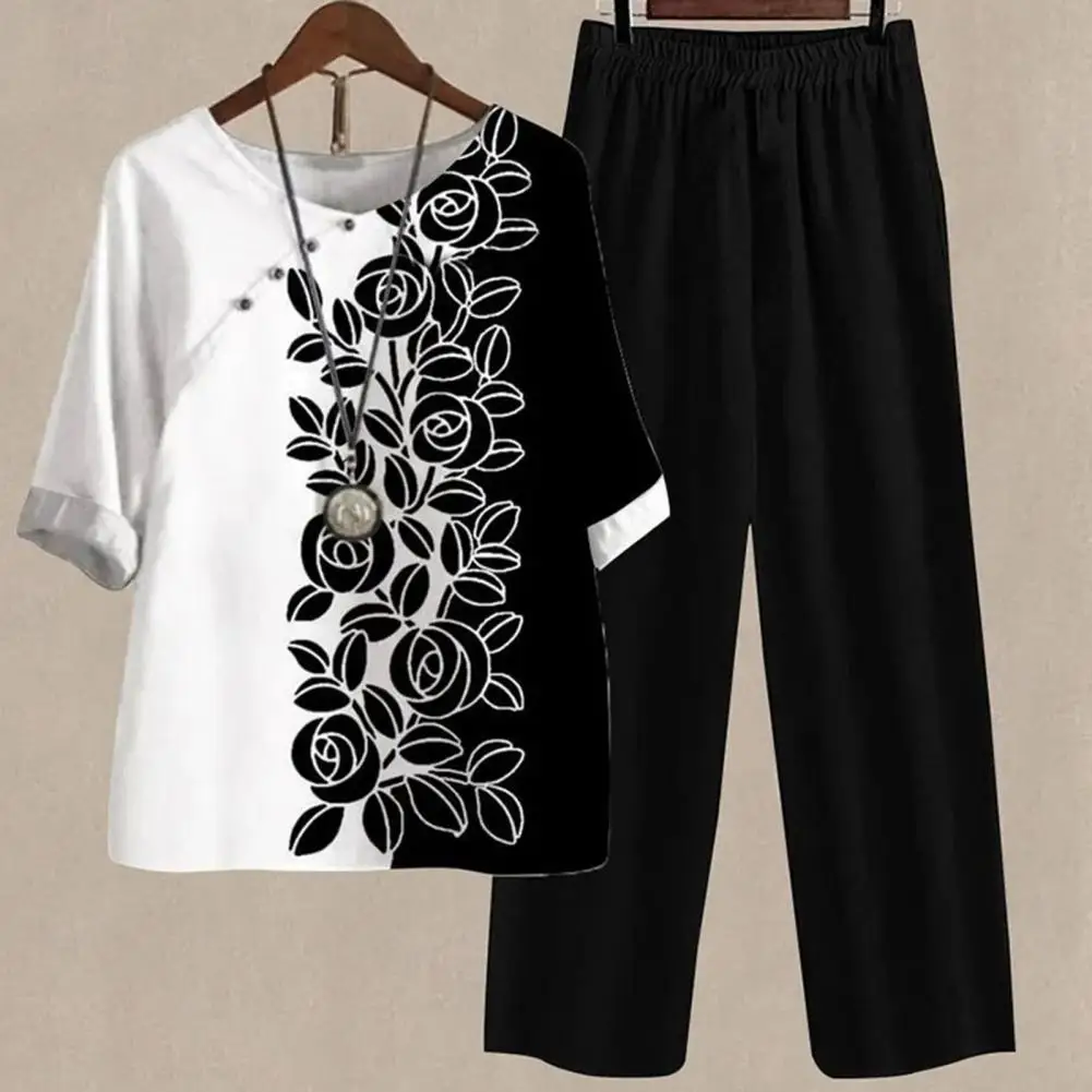 2 Piece Sets Women Outfit Summer T-shirt Pants Set Floral Print Elastic Waist Loose Wide Leg Homewear Tracksuit Women Clothes
2 Piece Sets Women Outfit Summer T-shirt Pants Set Floral Print Elastic Waist Loose Wide Leg Homewear Tracksuit Women Clothes