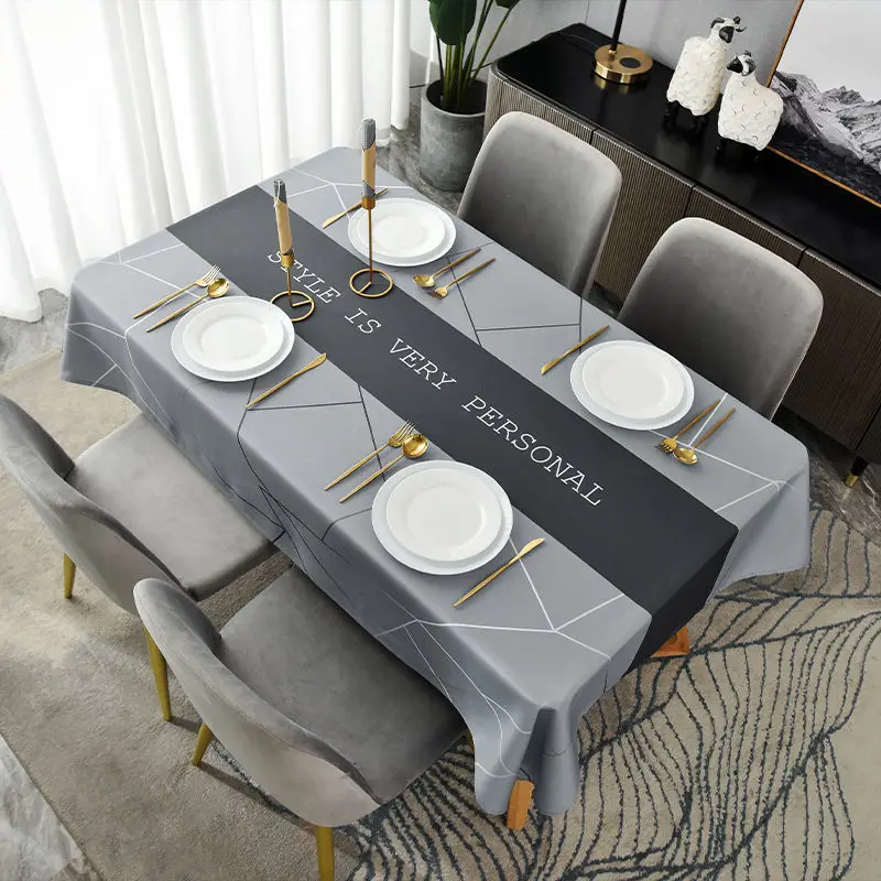 

Nordic Geometry Rectangle Tablecloth Holiday Party Decorations Reusable Waterproof Fabric Table Covers for Kitchen Table Decor