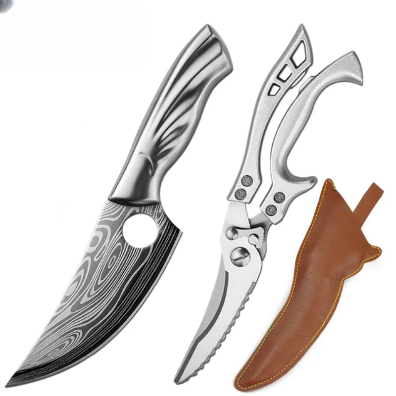 Damascus Pattern Stainless Steel Boning Knife Butcher Knife Meat Cleaver Outdoor Hunting Knife Kitchen Scissors Bone Scissors
Damascus Pattern Stainless Steel Boning Knife Butcher Knife Meat Cleaver Outdoor Hunting Knife Kitchen Scissors Bone Scissors