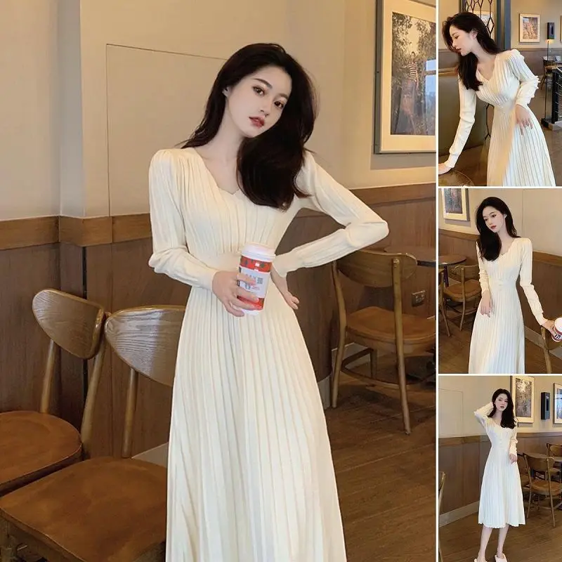 2022 женские осенне-зимние модные длинные вязаные платья, женское однотонное ТРАПЕЦИЕВИДНОЕ ПЛАТЬЕ, женский свободный свитер с V-образным выр...
2022 женские осенне-зимние модные длинные вязаные платья, женское однотонное ТРАПЕЦИЕВИДНОЕ ПЛАТЬЕ, женский свободный свитер с V-образным выр...