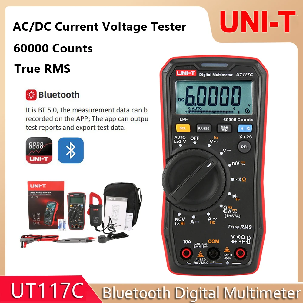 UNI-T UT117C Bluetooth Digital Multimeter True Effective Value AC DC Current Voltage Multi-purpose Electrical Ohmmeter Tester
UNI-T UT117C Bluetooth Digital Multimeter True Effective Value AC DC Current Voltage Multi-purpose Electrical Ohmmeter Tester