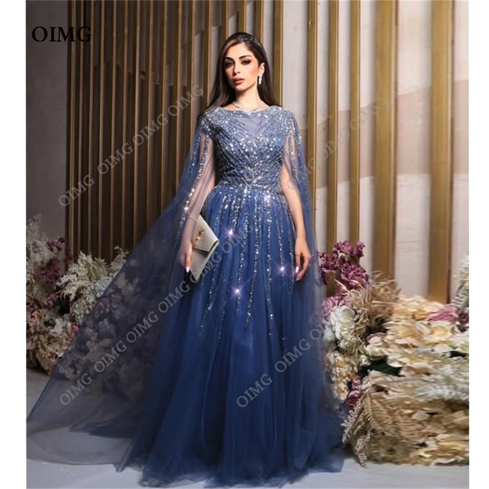 OIMG Navy Blue Shiny Sequins Evening Dresses Long Sleeve Tulle Pleated O Neck Prom Gowns Fashion Celebrity Formal Party Robe
OIMG Navy Blue Shiny Sequins Evening Dresses Long Sleeve Tulle Pleated O Neck Prom Gowns Fashion Celebrity Formal Party Robe
