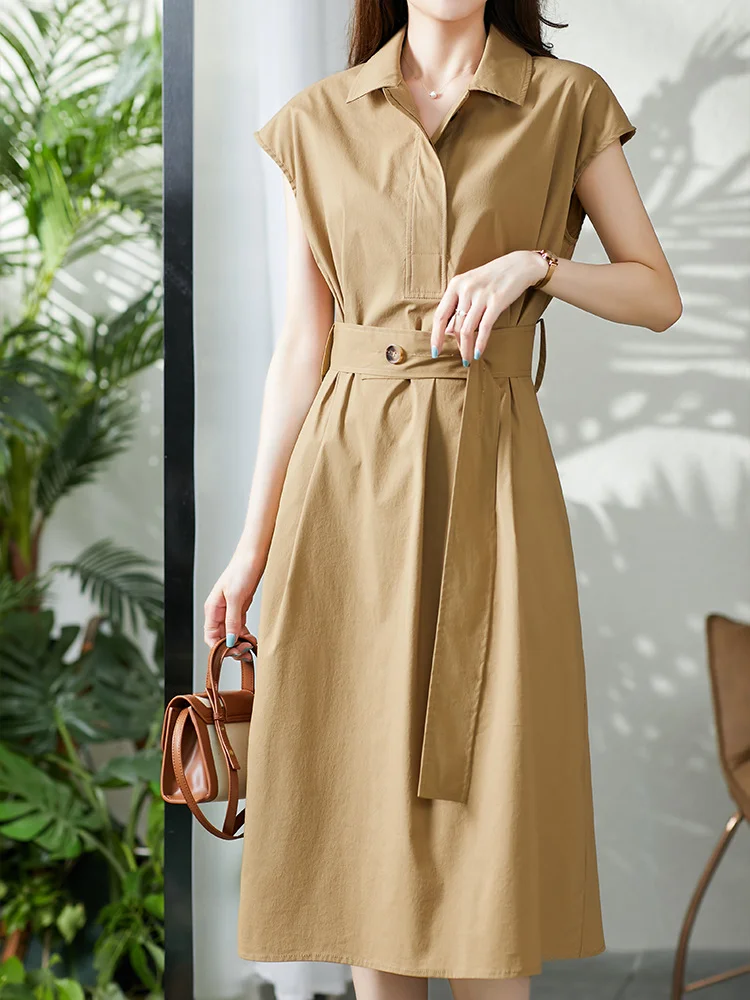 Dresses Turn-down Collar New Summer Women Clothing Button Solid Color Long Dresses for Women Elegance Office Lady Streetwear
Dresses Turn-down Collar New Summer Women Clothing Button Solid Color Long Dresses for Women Elegance Office Lady Streetwear