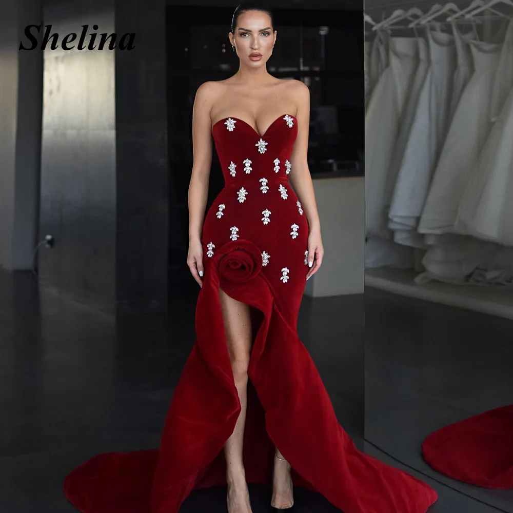 Shelina Dignified Sweetheart Graduation Dress Crystal Split Pleat Velour Sweep Train Drop Shipping Party Dresses Made To Order
Shelina Dignified Sweetheart Graduation Dress Crystal Split Pleat Velour Sweep Train Drop Shipping Party Dresses Made To Order