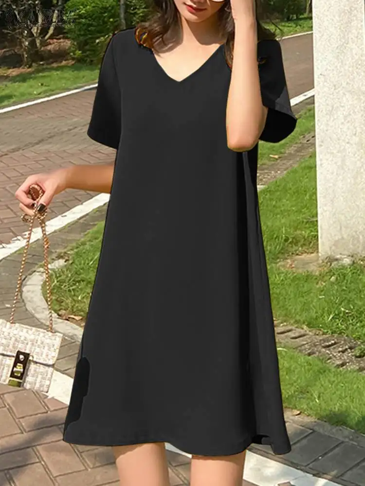 ZANZEA Fashion Short Sleeve Dress Summer V-Neck Solid Vestidos Woman Casual Loose Midi Sundress Female Korean Style Dresses 2023
ZANZEA Fashion Short Sleeve Dress Summer V-Neck Solid Vestidos Woman Casual Loose Midi Sundress Female Korean Style Dresses 2023