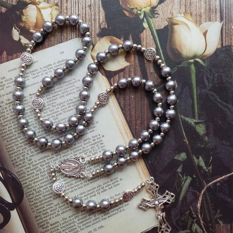 Round Glass Beads Rosary Necklace Mary Jesus for Cross Pendant Religious Necklaces for Men Women Jewelry Charm Gift
Round Glass Beads Rosary Necklace Mary Jesus for Cross Pendant Religious Necklaces for Men Women Jewelry Charm Gift