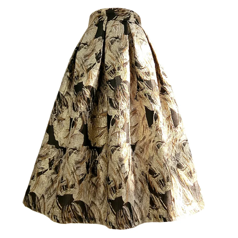 Women's Runway Fashion Spring Summer Designer Gold Jacquard Skirt Female Autumn High Waist Basic A-line Skirt TB437
Women's Runway Fashion Spring Summer Designer Gold Jacquard Skirt Female Autumn High Waist Basic A-line Skirt TB437