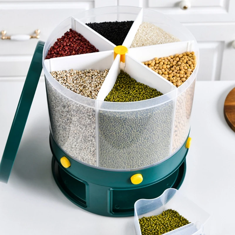 10Kg Kitchen Food Storage Container Rotating Cans for Bulk Cereals Moisture Insect Proof Grain Organizer Box 6-Grid Rice Bucket
10Kg Kitchen Food Storage Container Rotating Cans for Bulk Cereals Moisture Insect Proof Grain Organizer Box 6-Grid Rice Bucket