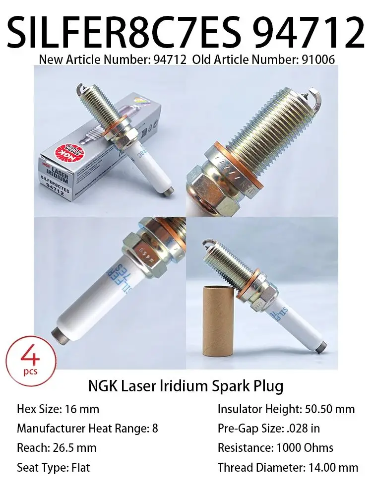 Оригинальная свеча зажигания NGK Iridium SILFER8C7ES 94712, подходящая для некоторых моделей Audi OEM 06K 905601 М, 079905626 М
Оригинальная свеча зажигания NGK Iridium SILFER8C7ES 94712, подходящая для некоторых моделей Audi OEM 06K 905601 М, 079905626 М