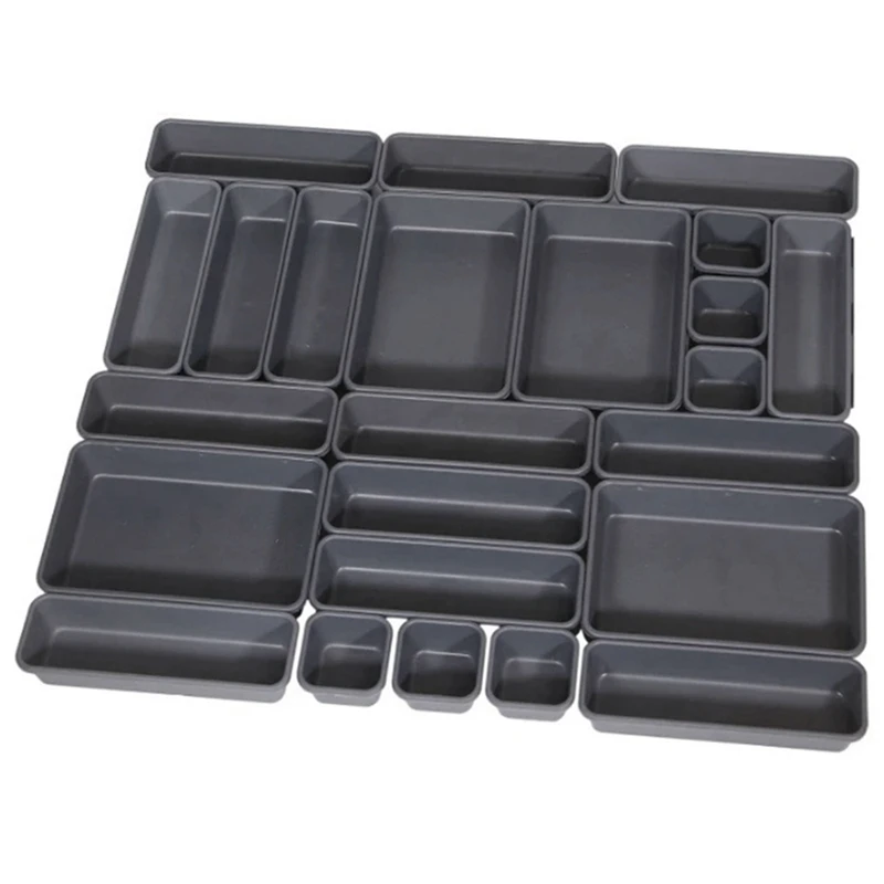Desk Drawer Organizer Trays with 3-Size Black Plastic Storage Boxes Divider Make-Up Organiser for Office
Desk Drawer Organizer Trays with 3-Size Black Plastic Storage Boxes Divider Make-Up Organiser for Office