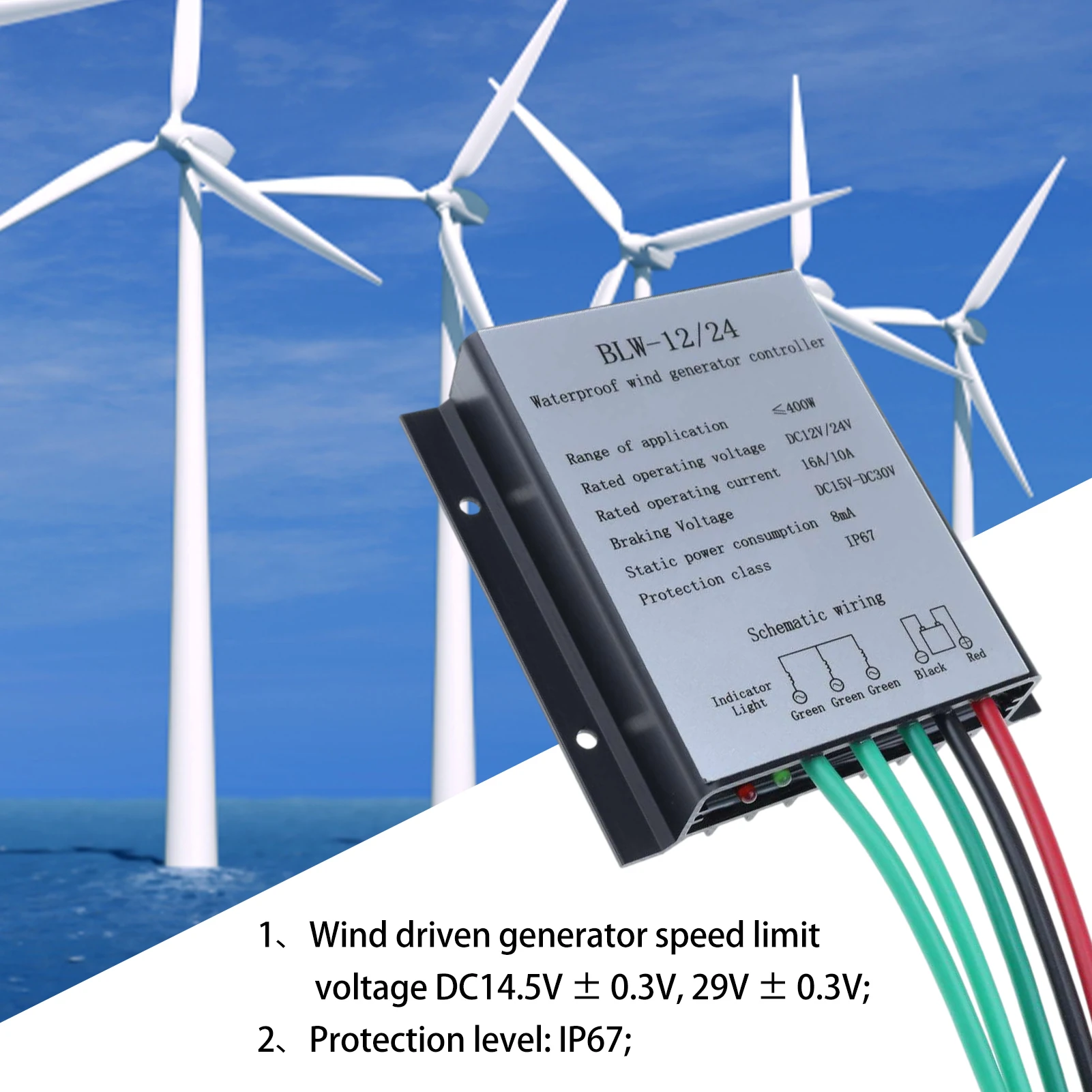Wind Power Regulator For Wind Generator Waterproof Wind Turbine Generator Charge Controller Regulator DC15-30V 400W Controller
Wind Power Regulator For Wind Generator Waterproof Wind Turbine Generator Charge Controller Regulator DC15-30V 400W Controller