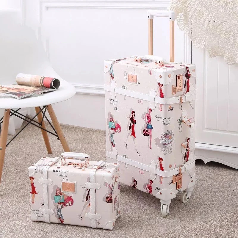 Popular Retro handmade set rolling luggage with cosmetic case girl cute travel trolley suitcase women fashion makeup luggage
Popular Retro handmade set rolling luggage with cosmetic case girl cute travel trolley suitcase women fashion makeup luggage