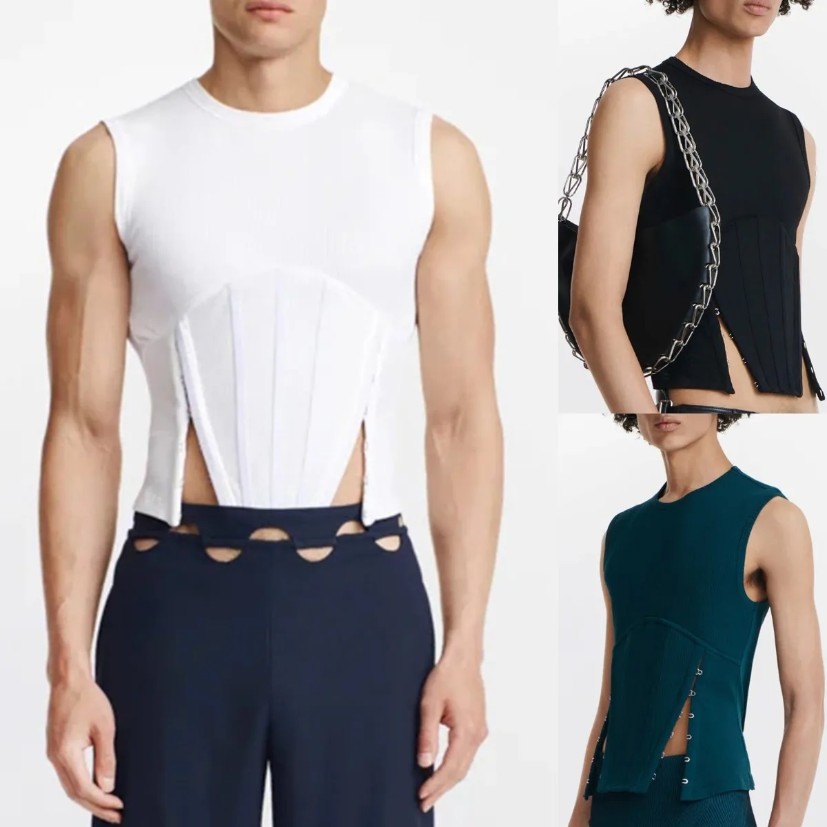New Fashion Sexy Sleeveless Top Slim Fishbone Design Solid Color T-Shirt Explosive Trendy Men's High Street I-shaped Camisole
New Fashion Sexy Sleeveless Top Slim Fishbone Design Solid Color T-Shirt Explosive Trendy Men's High Street I-shaped Camisole