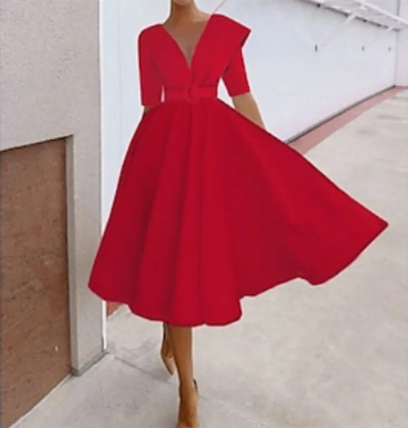 Spring and summer 2023 new belt waist closing solid color high waist temperament commuting solid color red evening dress dress
Spring and summer 2023 new belt waist closing solid color high waist temperament commuting solid color red evening dress dress