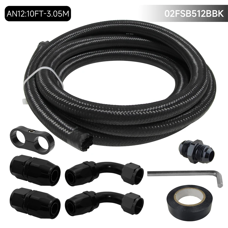 Universal 10FT 3meters AN12 Nylon/Steel Stainless Steel Braided Gas/Oil/Fuel Line + 4PCS Hose End Fitting Kit Black / Silver
Universal 10FT 3meters AN12 Nylon/Steel Stainless Steel Braided Gas/Oil/Fuel Line + 4PCS Hose End Fitting Kit Black / Silver