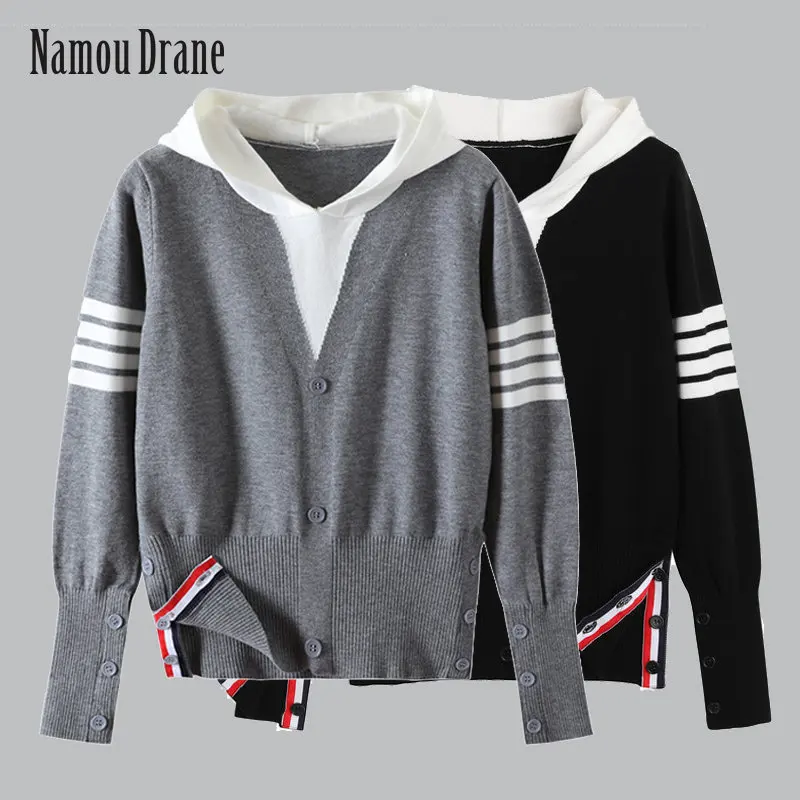 Autumn Winter 2022 New Four-bar Fake Two-piece Hooded Pullover Patchwork Color Knit Leggings Sweater Top Women's Wear
Autumn Winter 2022 New Four-bar Fake Two-piece Hooded Pullover Patchwork Color Knit Leggings Sweater Top Women's Wear