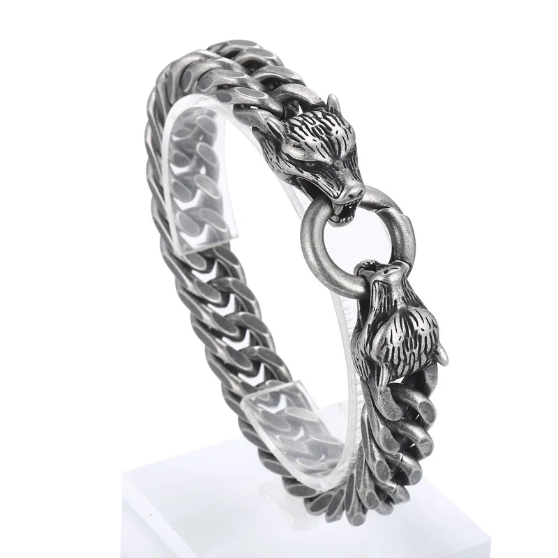 12mm Men's Stainless Steel Wolf Head Curb Cuban Link Chain Bracelet Retro Viking Wolf Totem Bracelet For Men Accessories Jewelry
12mm Men's Stainless Steel Wolf Head Curb Cuban Link Chain Bracelet Retro Viking Wolf Totem Bracelet For Men Accessories Jewelry