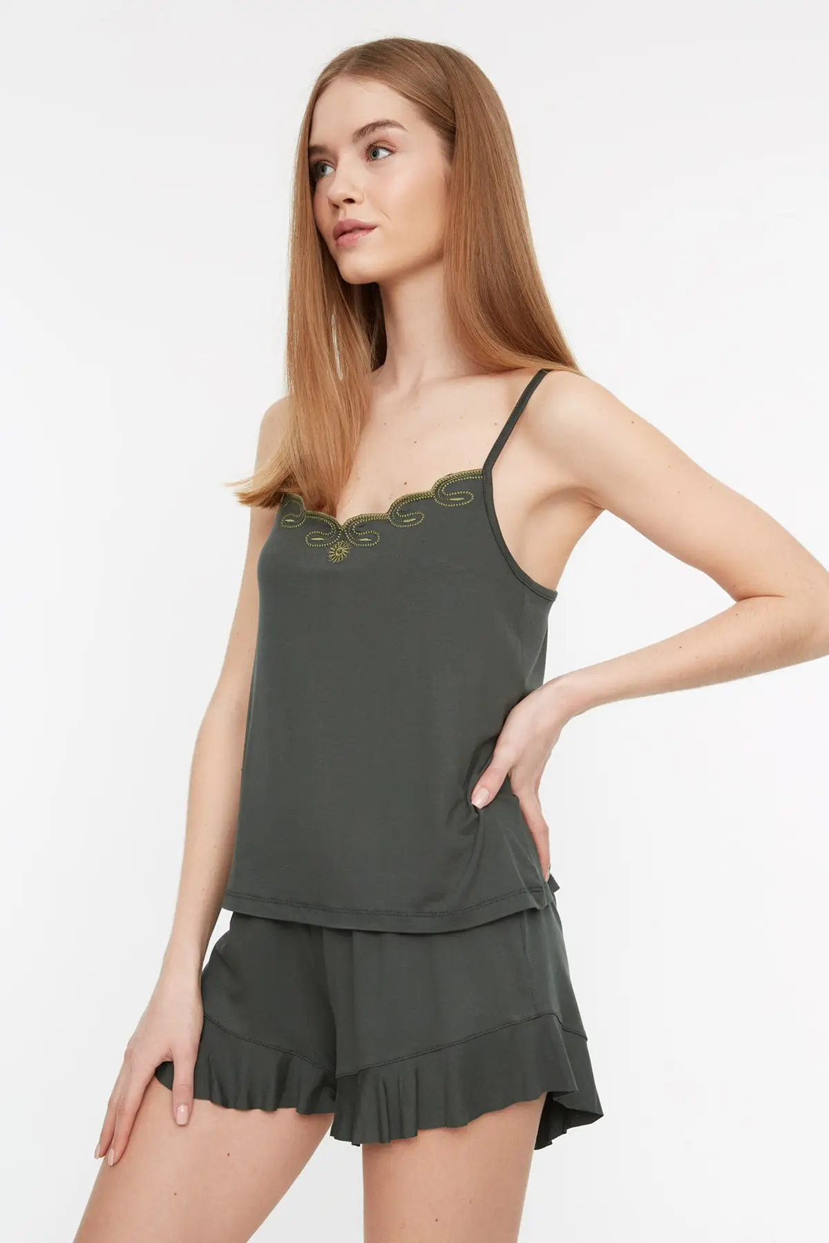 Women's Pajamas Green Embroidery Casual Knitted Sleep Lounge Pajamas Nightwear Nightwear Nightwear Nightwear Casual Home Clothing
Women's Pajamas Green Embroidery Casual Knitted Sleep Lounge Pajamas Nightwear Nightwear Nightwear Nightwear Casual Home Clothing
